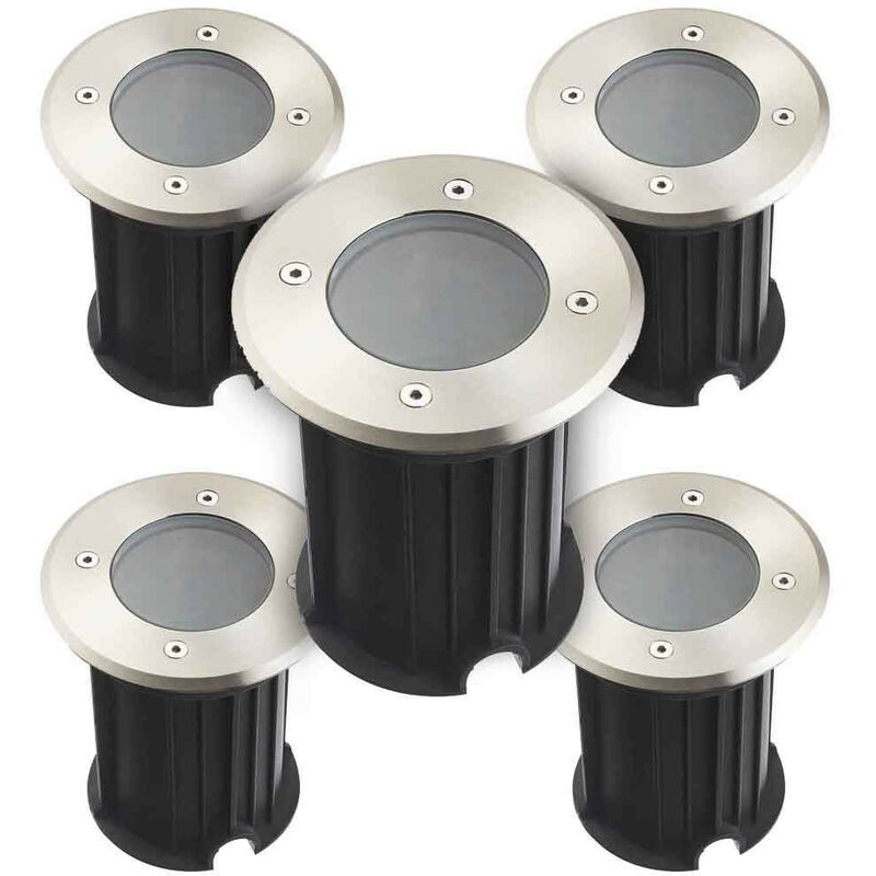 Image of Confezione da 5 Supporti Rivestimenti Recessable Spots Floor GU5.3 DC12V IP67 Impermeabile Round - perforazione Diffusore traspa