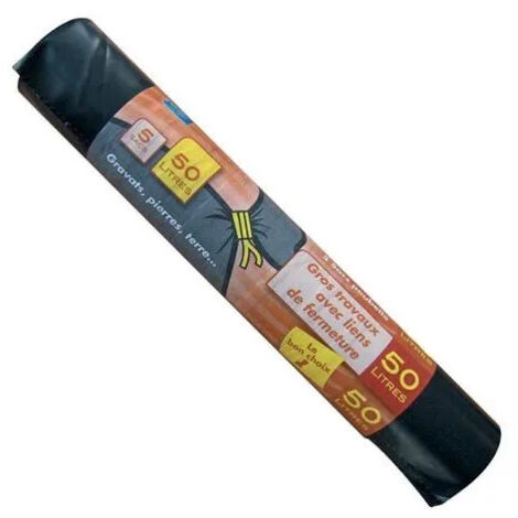 Confezione da 5 fodere rinforzate per bidoni da 50 L 100 micron Nero