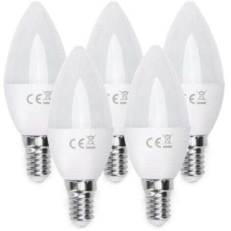 Confezione da 5 Lampadine Led E14 C37 6W Bianco freddo 6500K Aigostar