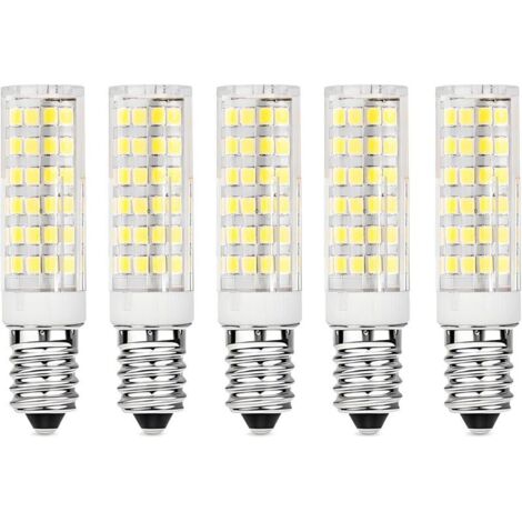 Confezione da 5 lampadine LED E14 per cappe aspiranti, 9 W, luce bianca fredda (6000 K), 220-230 V CA, non dimmerabili, per frigoriferi/cappe aspiranti.