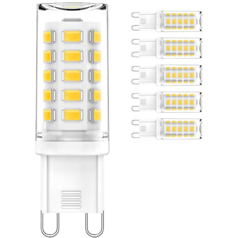 Confezione da 5 lampadine LED G9, luce calda 3000K, 230V, senza sfarfallio e a risparmio energetico, ricambio per lampadari di cristallo, lampade a