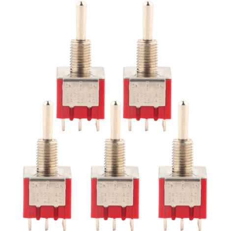 Confezione da 5 mini interruttori a levetta MTS-303, 3PDT, 9 pin, 3 posizioni (On/Off/On).