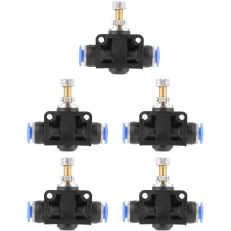Confezione da 5 regolatori di velocità a connessione rapida, connettore per valvola di controllo del flusso d'aria pneumatica da 6 mm
