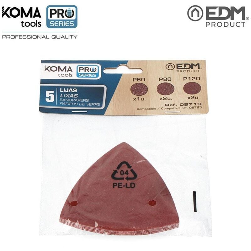 Confezione da 5 carte abrasive per Multitool 08765 KomaTools