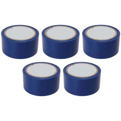 Confezione da 5 strisce adesive per la marcatura del pavimento, larghe 5 cm, ideali per la marcatura delle linee su campi da gara, palestre, campi da basket, pallavolo e tennis (blu).