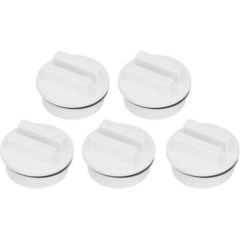 Confezione da 5 tappi di scarico filettati da 1,5 pollici per tubi di ritorno di piscine o spa, con O-ring per la manutenzione invernale e la filtrazione.