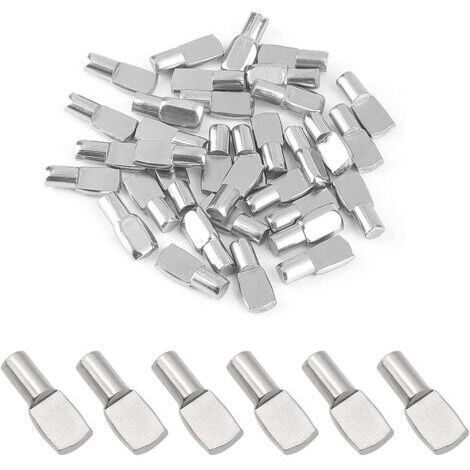 Confezione da 50 chiodi di supporto per mensole, perni per mensole, staffe per mensole per armadi e tavoli, 5 mm x 19 mm