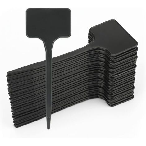 Confezione da 50 etichette spesse in plastica per piante - Nero