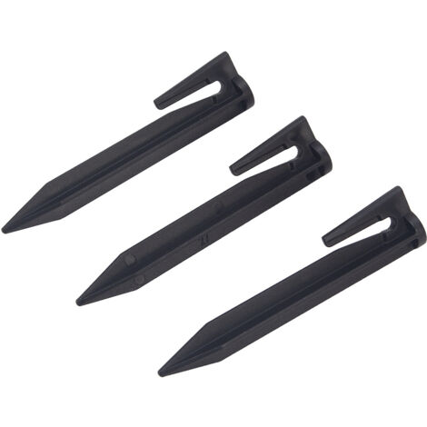Confezione da 50 picchetti per filo di ferro per robot tagliaerba, picchetti per fissaggio cavi perimetrali, picchetti per ancoraggio a terra, chiodi da terra, neri, altezza 8,5 cm