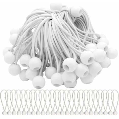 Confezione da 50 tenditori elastici con palline elastiche per tendoni, tende, striscioni e teloni.