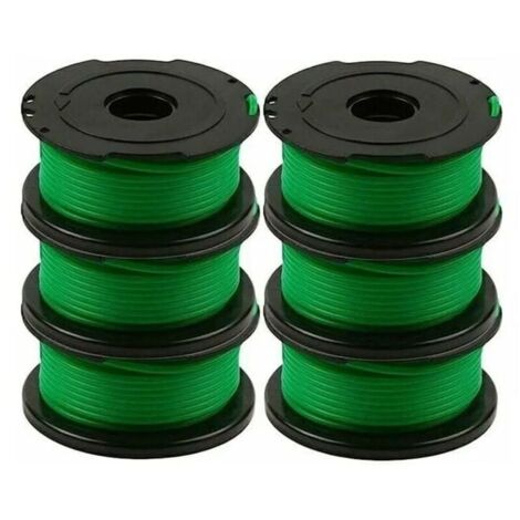 Confezione da 6 bobine di filo per decespugliatore Black and Decker, da 5,9 metri ciascuna (2 mm x 5,9 m).
