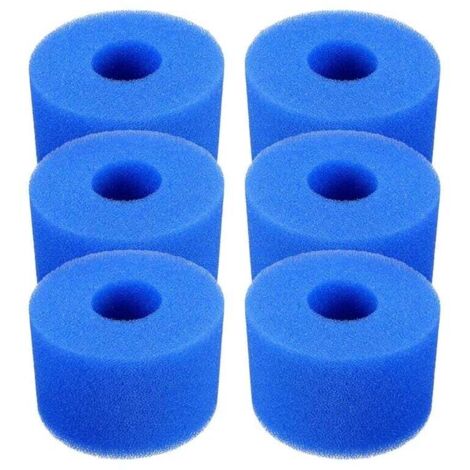 Confezione da 6 cartucce filtranti in schiuma riutilizzabili e lavabili KZQ per vasche idromassaggio, tipo S1 (blu).