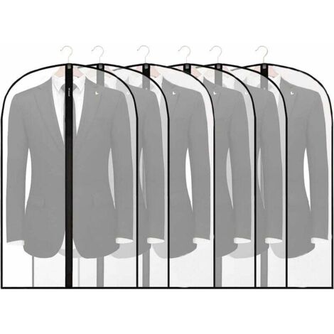 Confezione da 6 copriabiti con cerniera, 60 x 100 cm, trasparenti, antipolvere, antiumidità, antipolvere, per camicie, vestiti, cappotti, copriabiti, borsa porta abiti