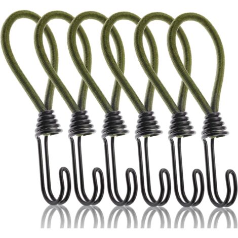 Confezione da 6 corde elastiche Bungee Bungee Corda elastica con ganci, Corda elastica con ganci in metallo per legare teloni all'aperto, Blocco carico moto-RAPANDA
