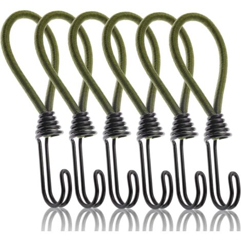Confezione da 6 corde elastiche con ganci, corda elastica con ganci in metallo per fissaggio teloni da esterno, fissaggio carichi moto - RAPANDA