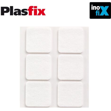 Confezione da 6 feltri adesivi sintetici bianchi 31x31mm Plasfix INOFIX