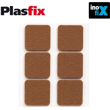 Confezione da 6 feltri sintetici adesivi marroni 31x31mm Plasfix INOFIX