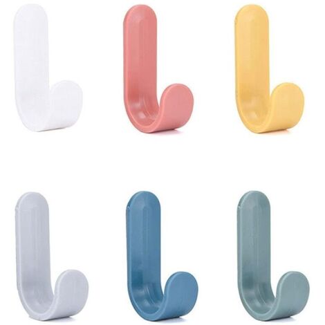 Confezione da 6 ganci autoadesivi da parete, ganci per sciarpe, ganci per utensili da cucina, ganci per chiavi in plastica, sagomati