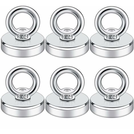 Confezione da 6 ganci magnetici svasati per posto di lavoro, casa, cucina, pesca, ufficio e garage, argento 27 kg, ladacèe