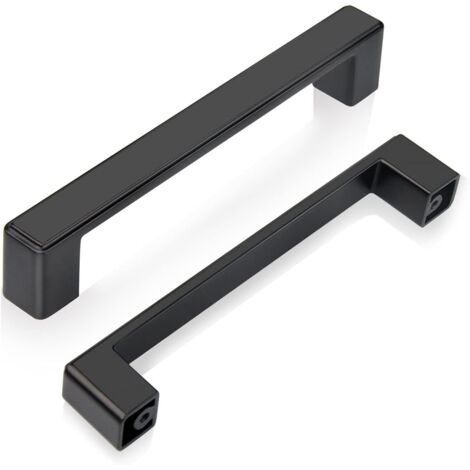 Confezione da 6 maniglie per mobili da cucina nere da 128 mm, maniglie per porte quadrate in lega di zinco, maniglie per cassetti, maniglie per cassettiere, per mobili da camera da letto e ufficio, vi