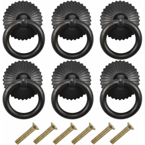 Confezione da 6 maniglie per mobili vintage, pomelli per cassetti, mobili, armadi, cassettiere, porte con viti, nero