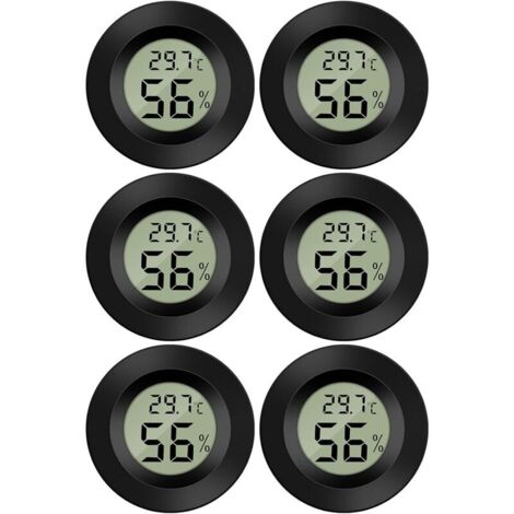 Confezione da 6 mini termometro igrometro digitale LCD - Display di temperatura e umidità per ufficio, cucina, umidificatori e incubatori