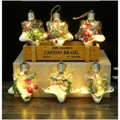 Confezione da 6 palline di Natale a LED, palline per albero di Natale da 10 cm, palline trasparenti riempibili, decorazioni per pallina di Natale con corde per albero di Natale, matrimonio, vacanza, f