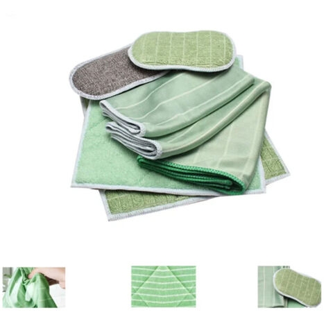 Confezione da 6 panni in microfibra di bambù per finestre, specchi, piastrelle, carrozzeria, microfibra di bambù, vetro, casa, bagno