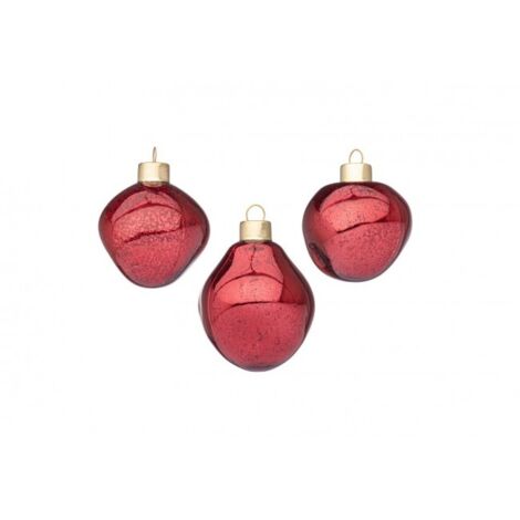 Confezione da 6 pendagli vetro Organic rosso D60 assortiti