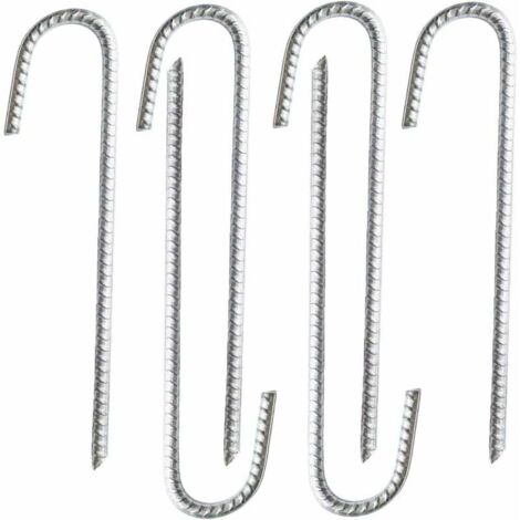 Confezione da 6 picchetti di ancoraggio J-Bar in acciaio zincato per impieghi gravosi - per tendoni, 30 cm