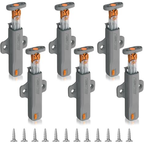 Confezione da 6 robusti chiavistelli per porte a pressione, chiavistello a molla, fermo per porta a rullo, apriporta a sfioramento per armadietti