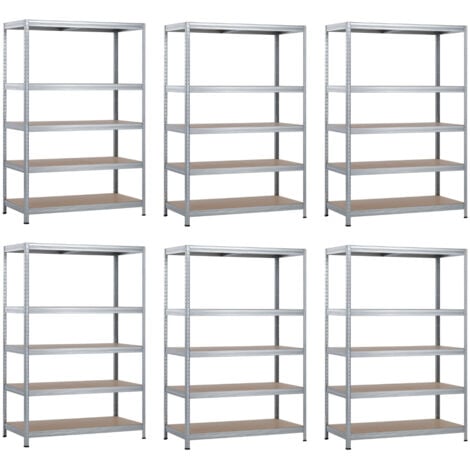 Scaffale Modulare THINIA HOME 5 Ripiani - 180x40x40 Cm, Legno MDF E Metallo, Portata 175 Kg