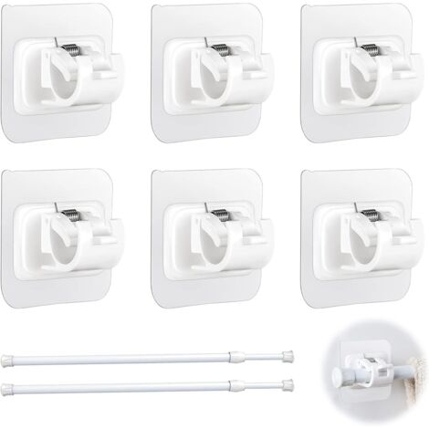 Confezione da 6 supporti per aste per tende autoadesivi per casa, bagno, hotel, guardaroba