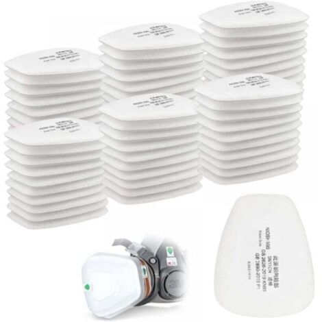 Confezione da 60 filtri in cotone, filtro per maschera facciale completa, filtro a inserto CN 5n11, filtro in cotone per filtri 6000, 6200, 6800, 7501, 7502, FF402 (bianco)