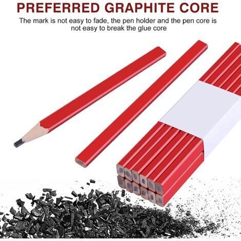 Confezione da 70 matite piatte da carpentiere da 17 cm – Mina in grafite per superfici ruvide – Scrittura extra-scorrevole su legno e cemento