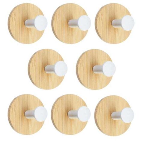 Confezione da 8 ganci appendiabiti creativi per ingresso senza foratura, ganci adesivi resistenti, gancio singolo rotondo bianco