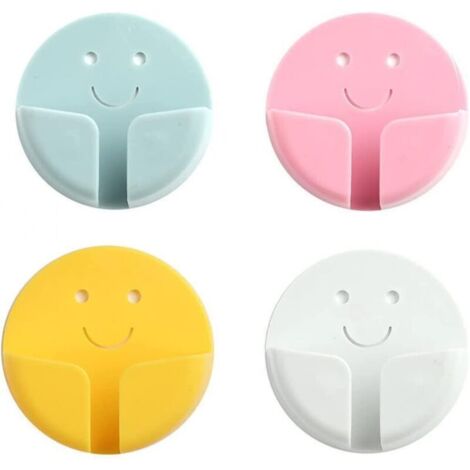 Confezione da 8 ganci in plastica con supporti adesivi non perforati