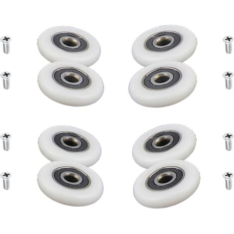 Confezione da 8 rulli per porte doccia con viti M5 - Cursore per porte curve con parti eccentriche - Ruote di ricambio per porte scorrevoli in vetro - 27 mm