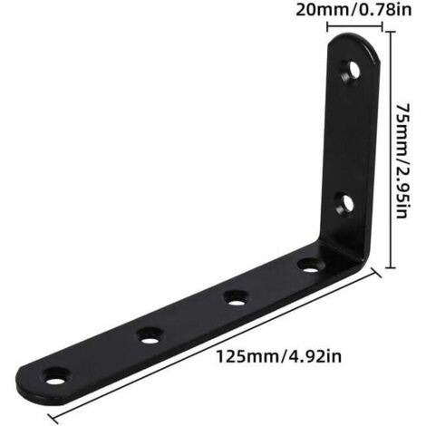 Confezione da 8 staffe da parete, staffa a L, staffa fissa, staffa per mobili sospesi, 125x75x3mm