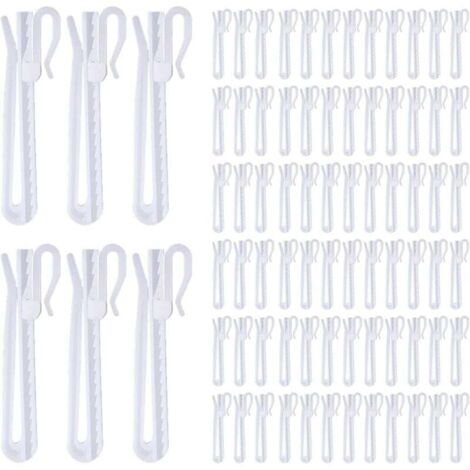 Confezione da 80 ganci per tende in plastica, ganci regolabili per pieghe, sistema a cricchetto per tende da finestra, porta e doccia (85 mm/3,35 pollici)
