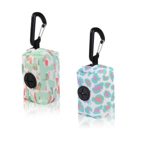 Confezione da due dispenser e organizer per sacchetti per escrementi di cane, adatti per le passeggiate con il cane.