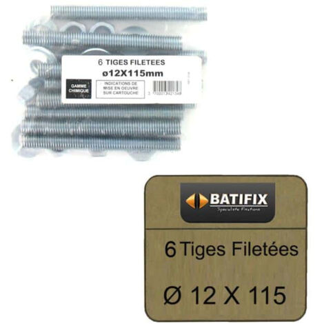 Confezione diametro 10 Barre filettate M12 Batifix 12 x 115 millimetri