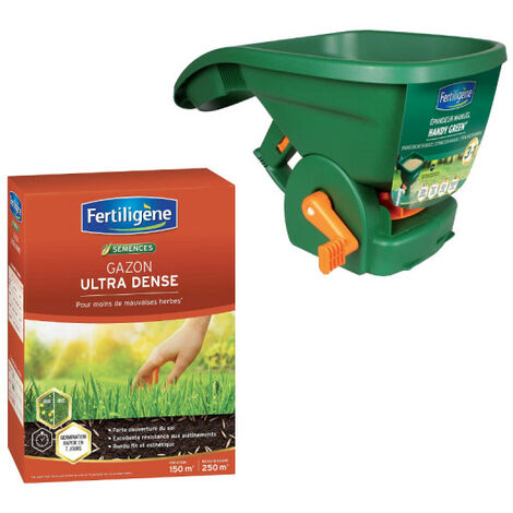 Confezione FERTILIGEN - Erba ultra-densa - 150m² - 3,75kg - Spandiconcime manuale Easy Green