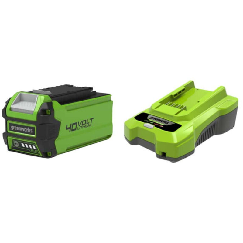 Confezione GREENWORKS 40V - 1 batteria 2,0Ah agli ioni di litio - 1 caricabatterie