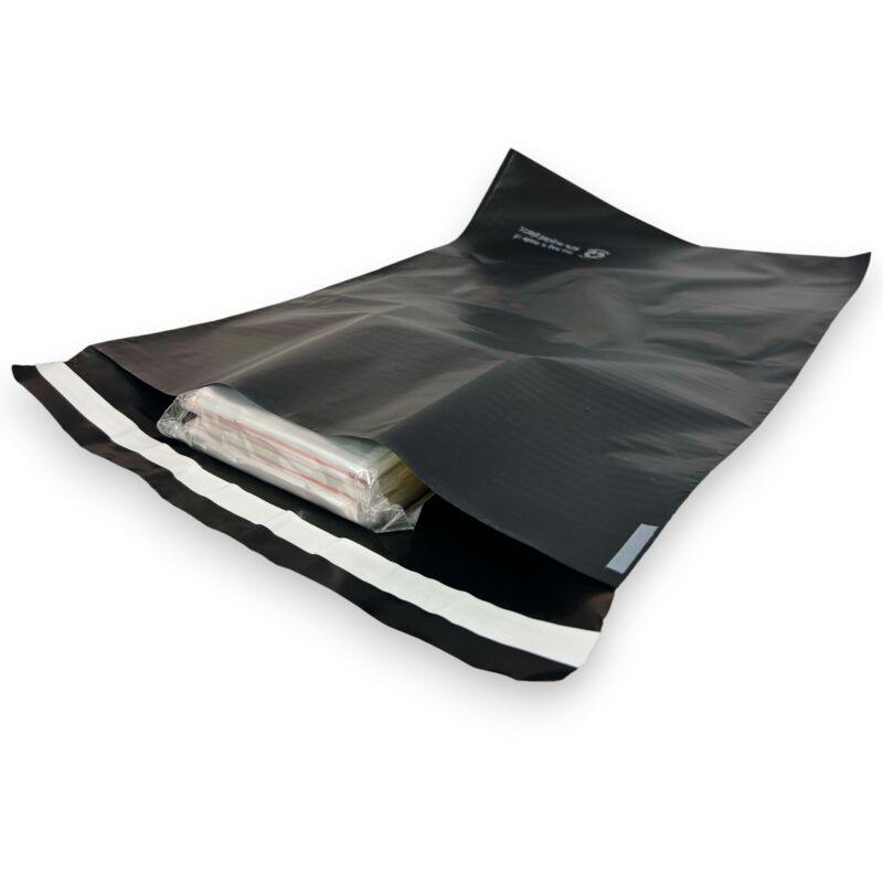 Confezione in lamina nera opaca rigranulata 80% 320x420+50 confezione da 100 pz.