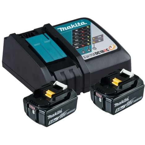 Confezione MAKITA 2 batterie BL1850B + caricatore DC18RC - 197570-9