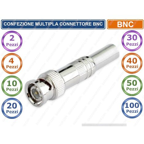 CONFEZIONE MULTIPLA CONNETTORE BNC CON INNESTO A VITE 2 - 4 -10 - 20 - 30 - 40 - 50 PEZZI - Confezione: 10 Pezzi