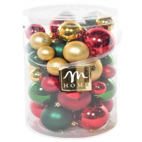 Confezione palline natalizie in plastica per albero di Natale dimensioni assortite -Multicolor / 80 palline