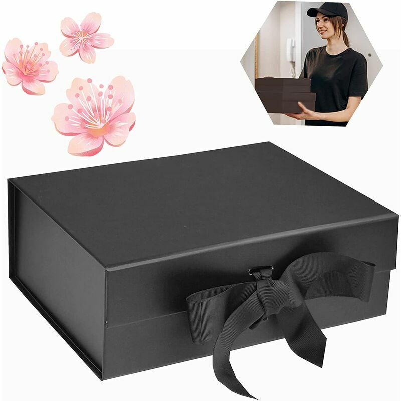 Confezione regalo magnetica nera con coperchio