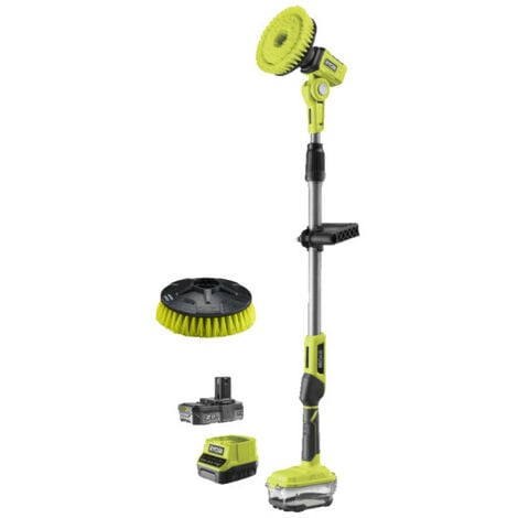 Confezione RYOBI - Spazzola telescopica motorizzata R18TPS-120G - 18V OnePlus - 1 batteria 2.0Ah - 1 caricatore - Testin